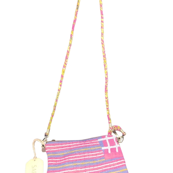 Sari Bari Pink and Blue Striped Women's Bag - Picture 4 of 4